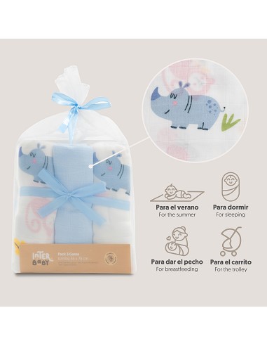 Gasas Bambu 55X70 Mod Jungla Pack 3 Azul