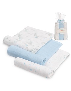 Gasas 80X80 Pack3 Modelo Conejitos Estrellas Azul