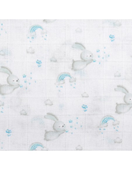 Gasas 80X80 Pack3 Modelo Conejitos Estrellas Azul