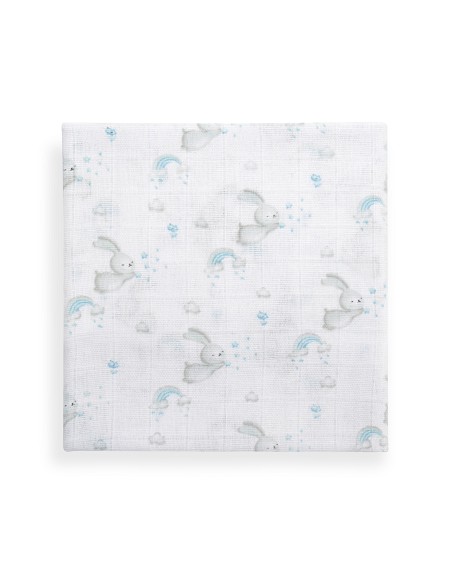 Gasas 80X80 Pack3 Modelo Conejitos Estrellas Azul