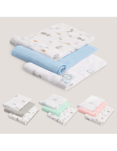 Gasas 80X80 Pack3 Modelo Forest Jungla Azul