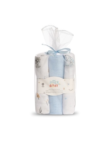 Gasas 80X80 Pack3 Modelo Forest Jungla Azul