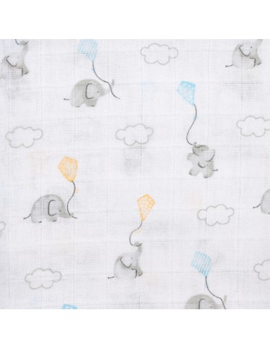 Gasas 80X80 Pack3 Modelo Elefantes Estrellas Azul