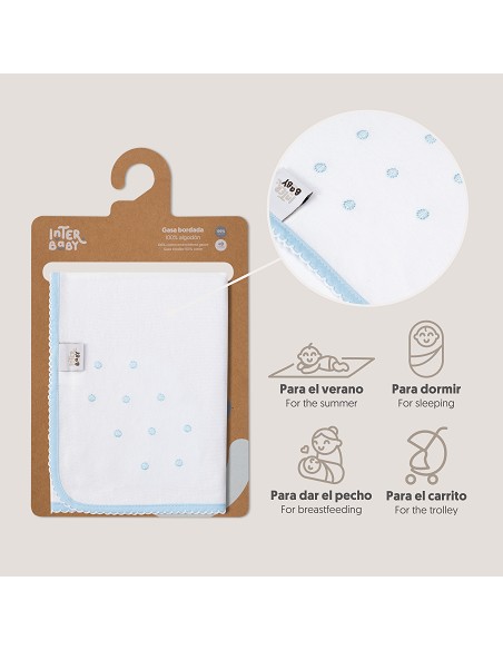 Gasa Bordada Mod Bodoque Azul