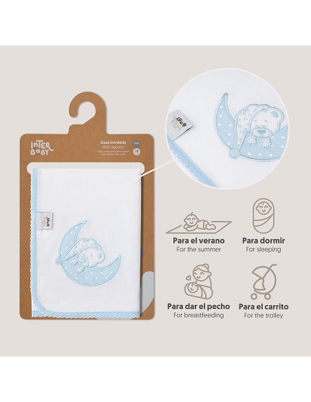 Gasa Bordada Mod Sleep Azul