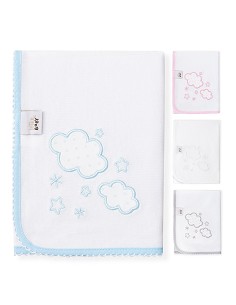 Gasa Bordada Mod Nubes Azul