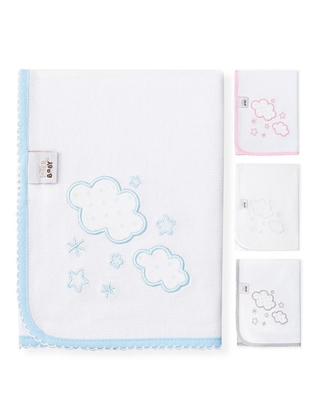 Gasa Bordada Mod Nubes Azul