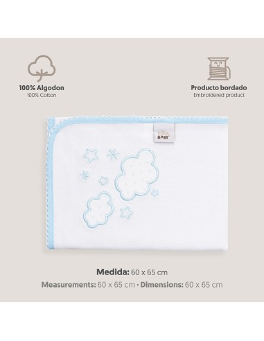 Gasa Bordada Mod Nubes Azul