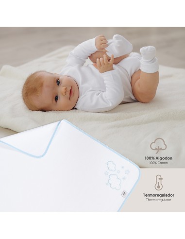 Gasa Bordada Mod Nubes Azul