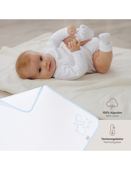 Gasa Bordada Mod Nubes Azul