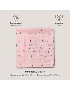 Muselina 1. 20 X1. 20 Mod Cabaña Rosa 2