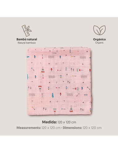 Muselina 1. 20 X1. 20 Mod Cabaña Rosa