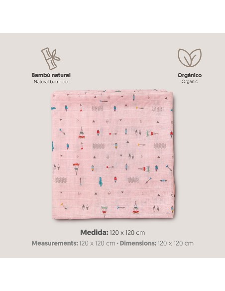 Muselina 1. 20 X1. 20 Mod Cabaña Rosa