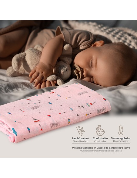 Muselina 1. 20 X1. 20 Mod Cabaña Rosa