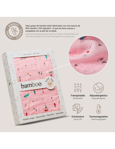 Muselina 1. 20 X1. 20 Mod Cabaña Rosa