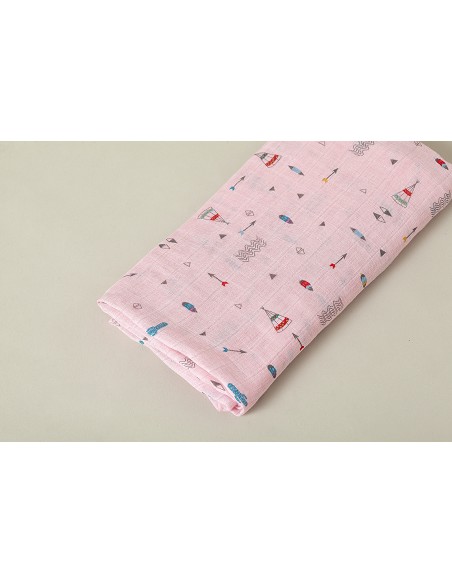 Muselina 1. 20 X1. 20 Mod Cabaña Rosa