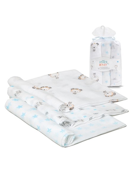 Gasa 80X80  Pack 3 Azul