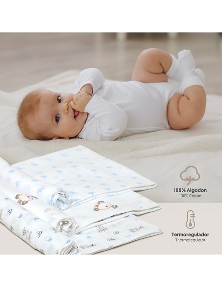 Gasa 80X80  Pack 3 Azul