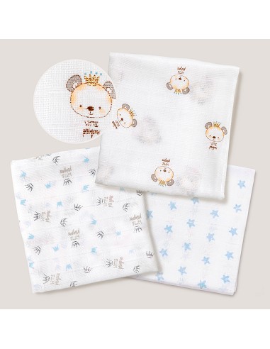 Gasa 80X80  Pack 3 Azul