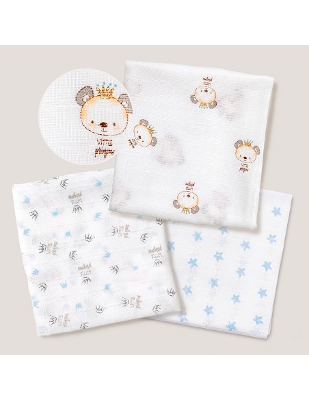 Gasa 80X80  Pack 3 Azul