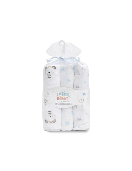 Gasa 80X80  Pack 3 con Percha Azul