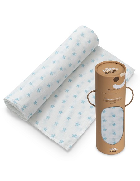 Muselina 1. 20 x 1. 20  Mod Star Bco/Azul