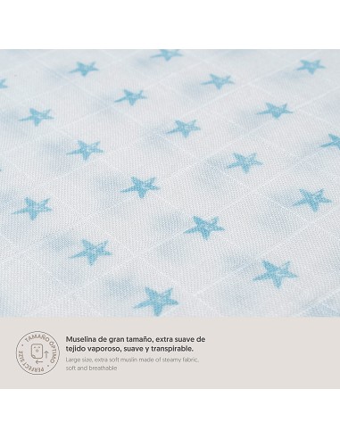 Muselina 1. 20 x 1. 20  Mod Star Bco/Azul