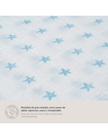 Muselina 1. 20 x 1. 20  Mod Star Bco/Azul