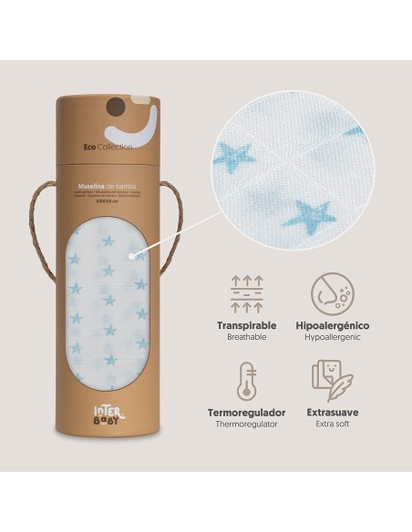 Muselina 1. 20 x 1. 20  Mod Star Bco/Azul