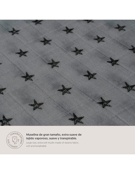 Muselina 1. 20 x 1. 20  Mod Star Gris/Negro