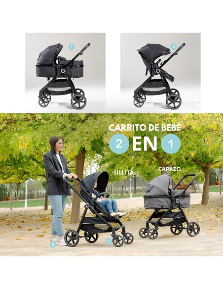 Carro de Paseo 2 En 1 Capazo+Silla Modelo Versa Negro