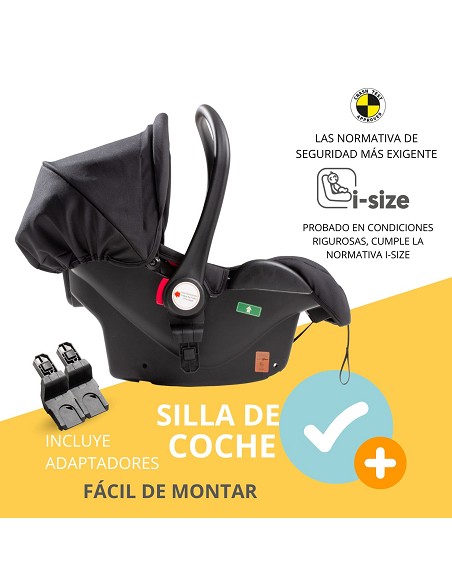 Carro de Paseo 3 En 1 Capazo+Silla+Grupo 0 Modelo Versa Negro