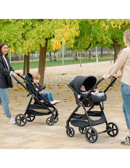 Carro de Paseo 3 En 1 Capazo+Silla+Grupo 0 Modelo Versa Negro