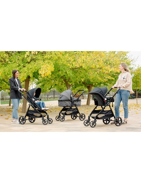 Carro de Paseo 3 En 1 Capazo+Silla+Grupo 0 Modelo Versa Negro