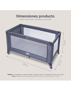 Cuna de Viaje Plegable Gris 2