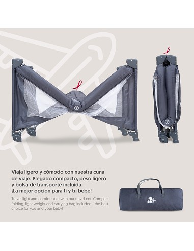 Cuna de Viaje Plegable Gris
