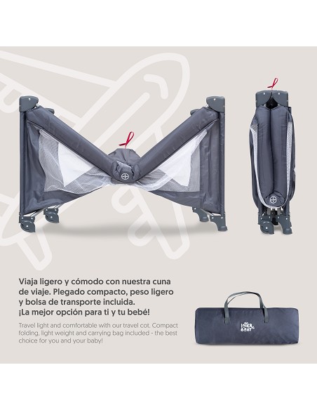 Cuna de Viaje Plegable Gris