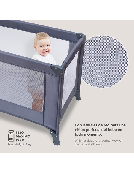 Cuna de Viaje Plegable Gris