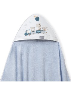 Capa de Baño 1X1 Bambu Mod. Jirafa Tren Azul