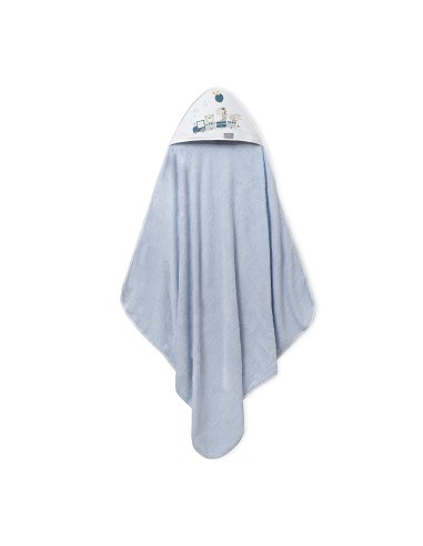 Capa de Baño 1X1 Bambu Mod. Jirafa Tren Azul