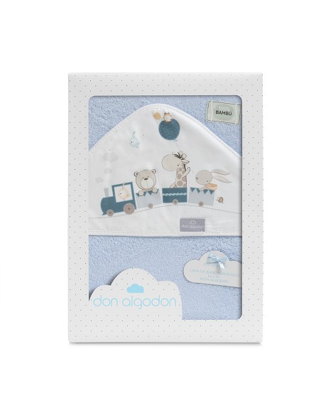 Capa de Baño 1X1 Bambu Mod. Jirafa Tren Azul