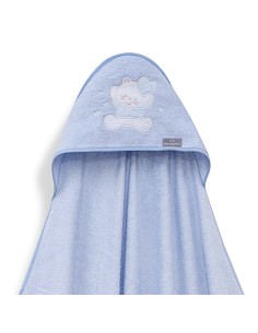 Capa de Baño 1X1 Bambu D. Algodon Oso Corazones Azul