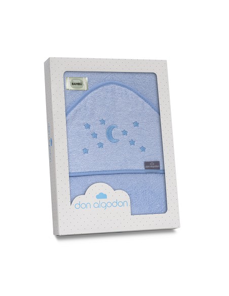 Capa de Baño 1X1 Bambu D. Algodon Luna Estrellas Azul
