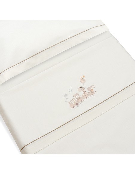 Triptico Coche 100% Algodon Mod. Jirafa Tren Beig