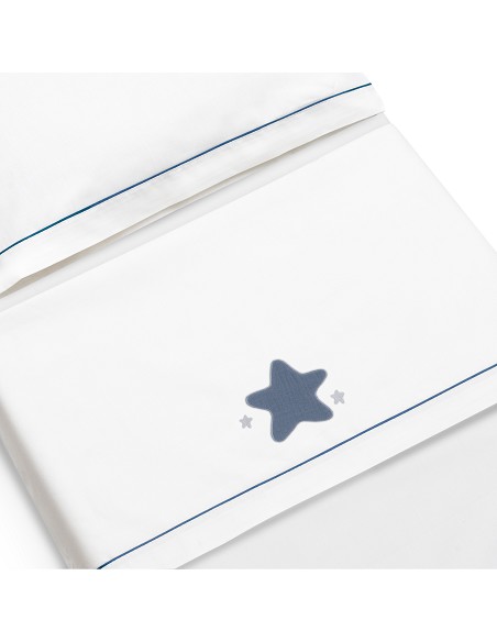 Triptico Coche Muselina Estrella Bco/Azul