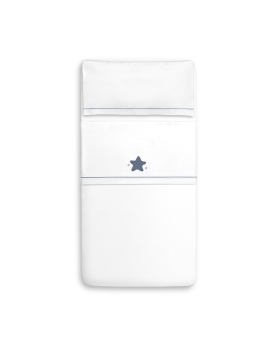 Triptico Coche Muselina Estrella Bco/Azul
