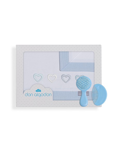 Triptico Cuna 100% Alg Mod Cuore Bco/Azul