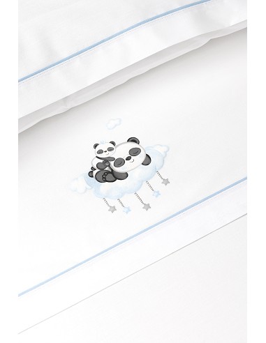 Triptico Cuna 100% Alg Mod Panda Nube Azul