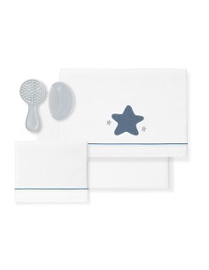Triptico Cuna Muselina Estrella Bco/Azul