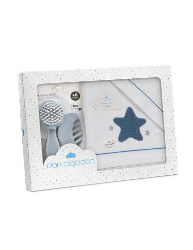 Triptico Cuna Muselina Estrella Bco/Azul